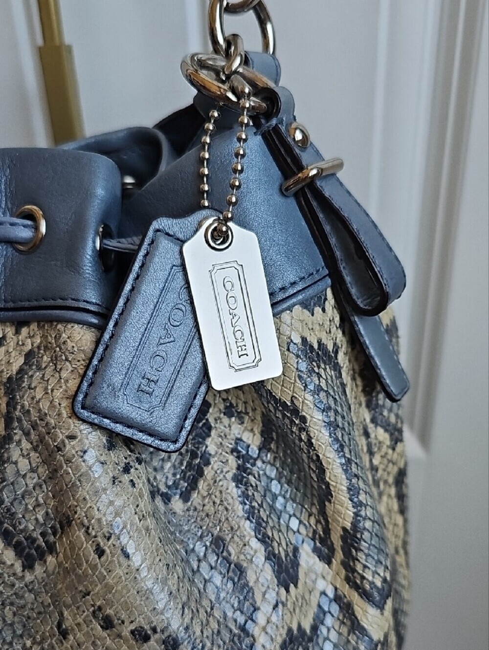 Coach 2011 Madison Marielle Python Drawstring Bucket Bag 17019 EUC - Picture 5 of 12